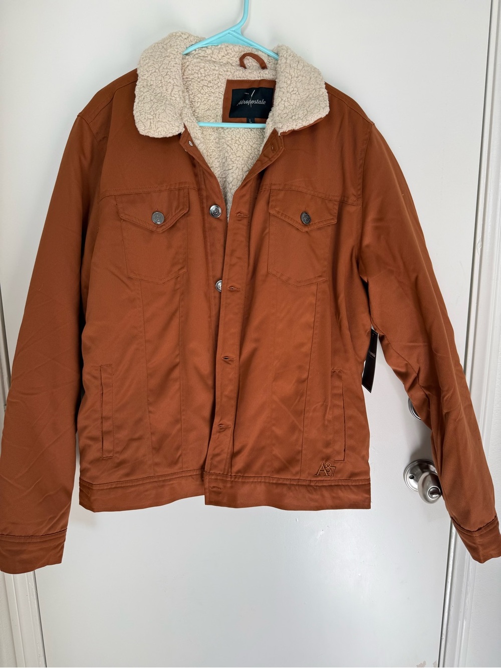 NWT Aeropostale Men's Rust Dark Orange Sherpa Jacket
